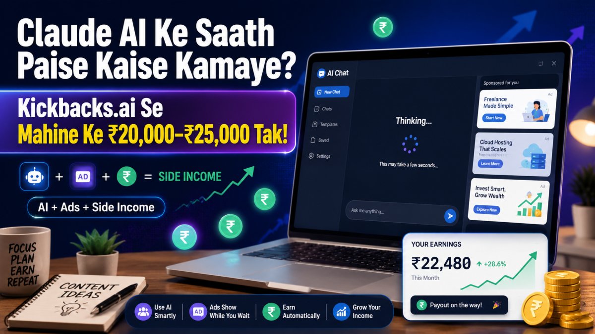 Claude AI Ke Saath Paise Kaise Kamaye? Kickbacks.ai Se Mahine Ke ₹20,000–₹25,000 Tak!